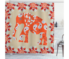 Orange Flower Blossoms Shower Curtain