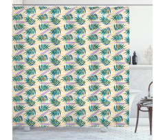 Exotic Leaves Wavy Stripes Shower Curtain