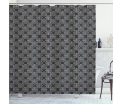 Modernistic Hatched Shapes Shower Curtain