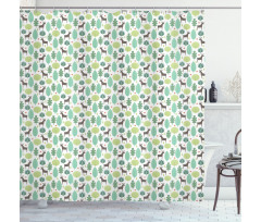 Forest and Deer with Heart Shower Curtain
