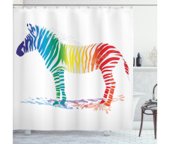 Zebra Rainbow Colors Shower Curtain