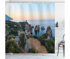 Tyrrhenian Sea Bay Sunset Shower Curtain