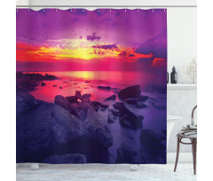 Sunset over Sea Cloudy Shower Curtain