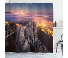 Full Moon Sunset Alps Shower Curtain