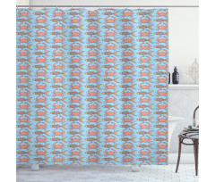 Crab and Fish Pattern Sketch Shower Curtain