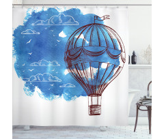 Bon Voyage Sky Cloud Balloon Shower Curtain