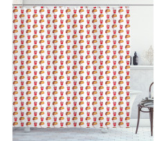 Tacos and Soda Cups with Pipes Shower Curtain