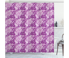 Purple Tones Floral Pattern Shower Curtain