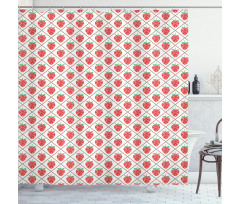 Strawberry Rhombus Dots Shower Curtain