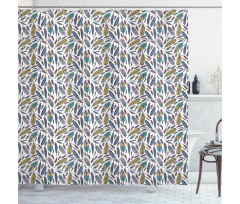 Vivid Feathers Doodle Hippie Shower Curtain