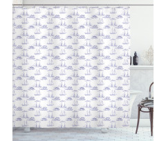 Ships and Waves Maritime Art Shower Curtain