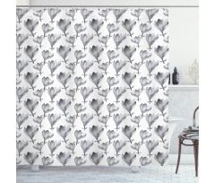 Greyscale Watercolor Flowers Shower Curtain
