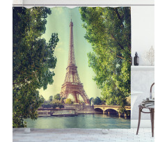 Eiffel Tower Seine River Shower Curtain