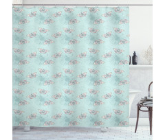 Vintage Flower and Butterfly Shower Curtain