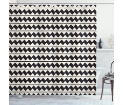 Retro Grunge Lines Zigzags Shower Curtain