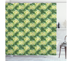 Exotic Flowers and Leaves Shower Curtain