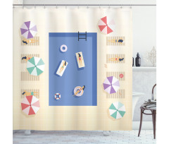 Top Poolside Sunbathing Shower Curtain