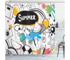 Summer Items Pictogram Shower Curtain