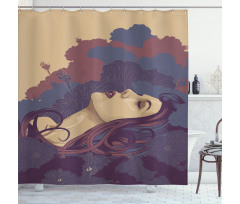 Abstract Floral Art Woman Shower Curtain
