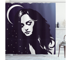 Ombre Dreaming Woman Night Shower Curtain