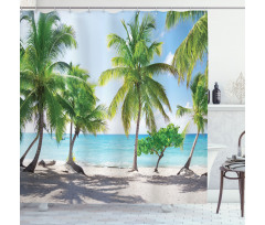 Palm Trees Island Shore Shower Curtain