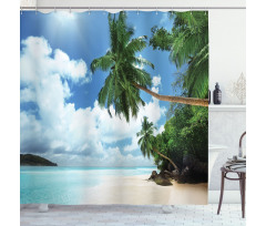 Palm Leaf Island Lagoon Shower Curtain