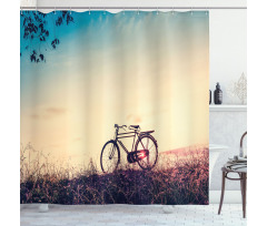 Sunset Bicycle Pastel Shower Curtain