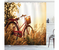 Bike in Sepia Tones Rural Shower Curtain
