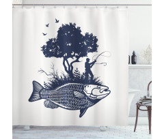 Man on Fish Island Shower Curtain