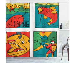 Fisherman Caricature Shower Curtain