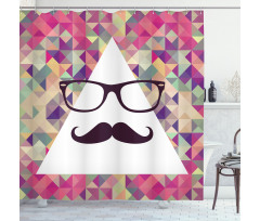 Hipster Mustache Glasses Shower Curtain