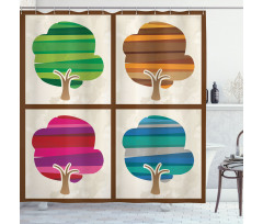 Striped Fall Silhouettes Shower Curtain