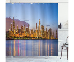 Night Panorama Skyline Shower Curtain