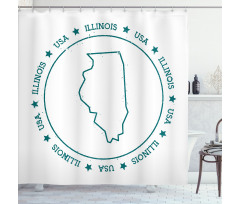 Outline Map in USA Circle Shower Curtain