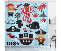 Cartoon Marine Adventure Shower Curtain