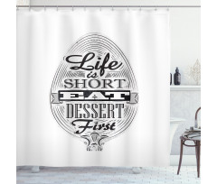 Retro Eat Dessert on Spoon Shower Curtain