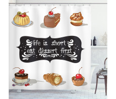 Various Dessert Doodle Shower Curtain