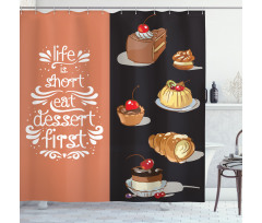 Art Doodle of Tasty Desserts Shower Curtain