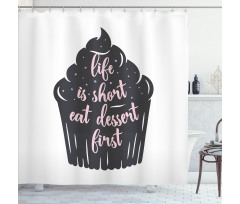 Cupcake Silhouette Dots Shower Curtain