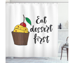 Cherry Top Cupcake Cartoon Shower Curtain