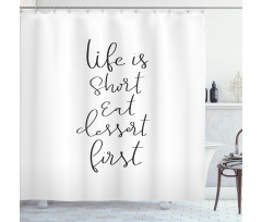 Cursive Ink Lettering Dessert Shower Curtain