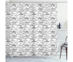 Monochrome Abstract Clouds Shower Curtain