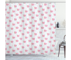 Sheep with Stripes Hearts Shower Curtain