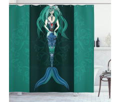 Hand Drawn Mermaid Shower Curtain