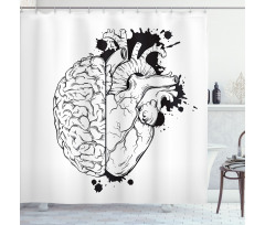 Human Heart and Brain Art Shower Curtain