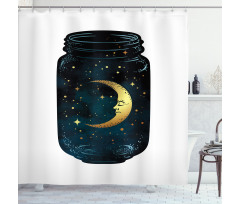 Crescent and Stars in Wish Jar Shower Curtain