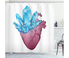 Crystal Growing from Heart Shower Curtain