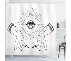 Mystical Themed Sketch Eye Shower Curtain