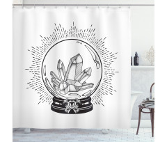 Crystal Ball with Gems Sketch Shower Curtain