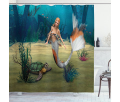 Mermaid Turtle Ocean Shower Curtain